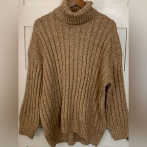Falls Creek Ribbed Tan Turtleneck Sweater